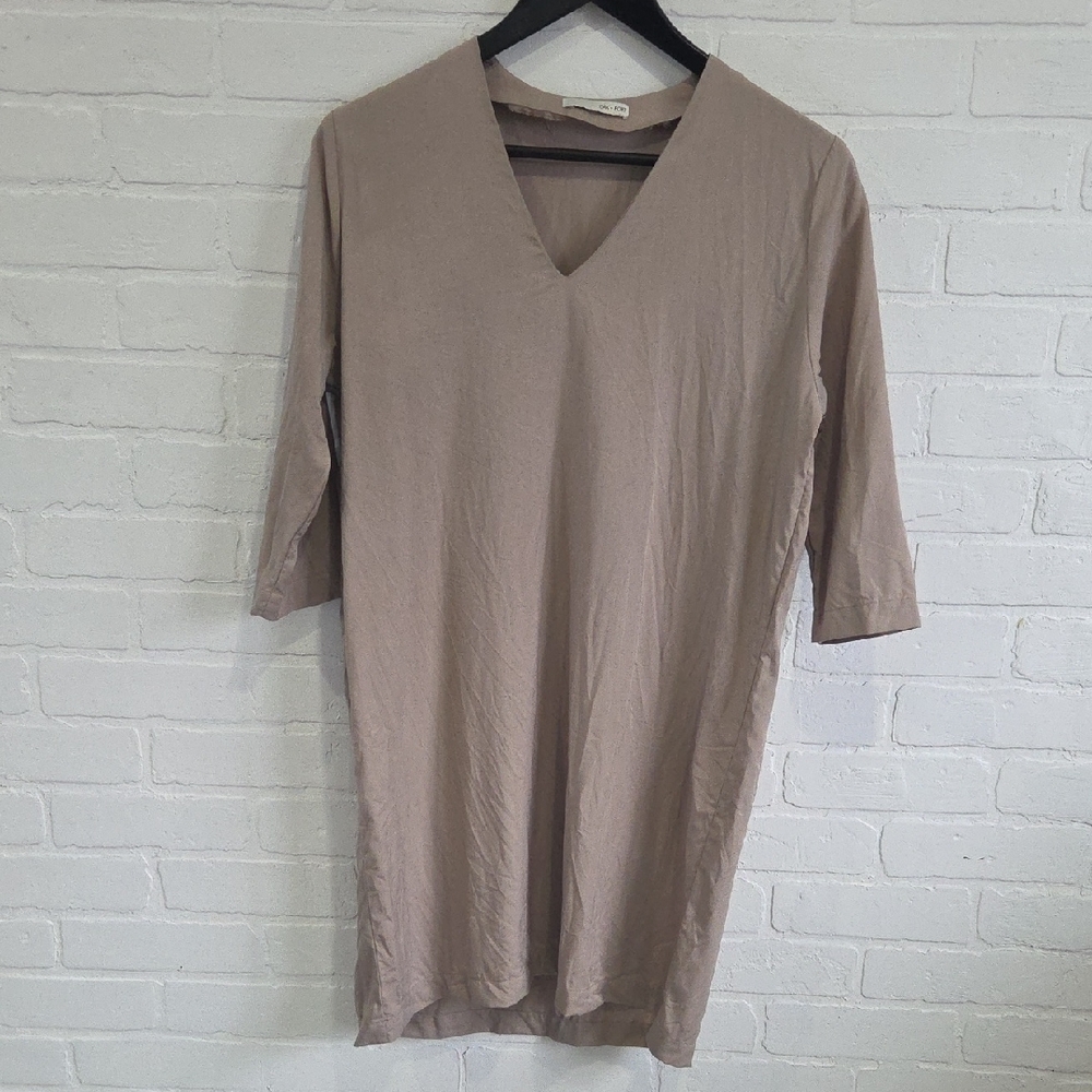 OAK + FORT Taupe V-Neck Dress